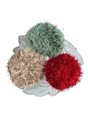 Hand Crafted Red,Tea and Almond Kitchen Dish Scrubbing Pads Reusable Polyester